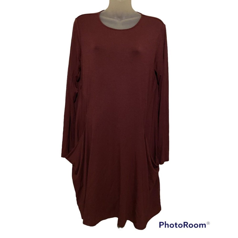 Betabrand Women's Medium Maroon Sweatshirt Travel Dress Jersey Long Sleeve Small